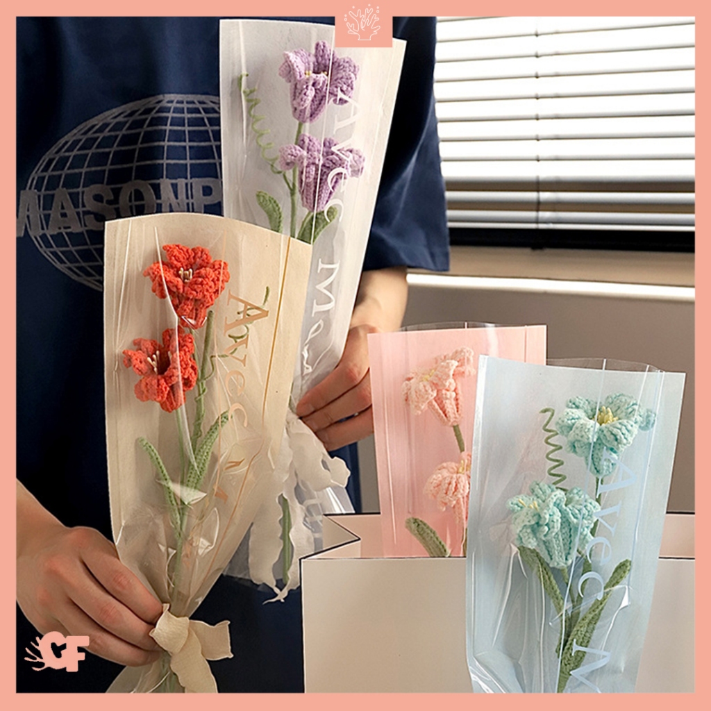 

20 LEMBAR Plastik Single Wrapping Motif Ave Mon Coeur Single Flower Wrapping Plastic Flowers Cellophane SF36