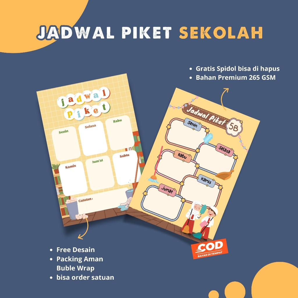 

Jadwal piket sekolah free spidol bisa dihapus | poster jadwal piket
