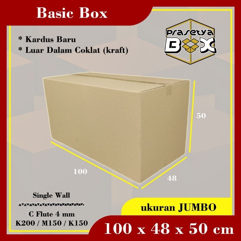 

Kardus Baru / Ukuran Jumbo 100x48x50 cm / Single Wall / Prasetya Box