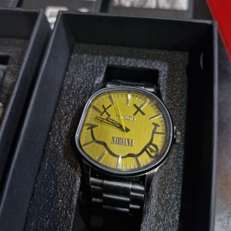 Watch Band Official NIXON X NIRVANA - SENTRY WOBBLE YELLOW NIRVANA SMILEY Original