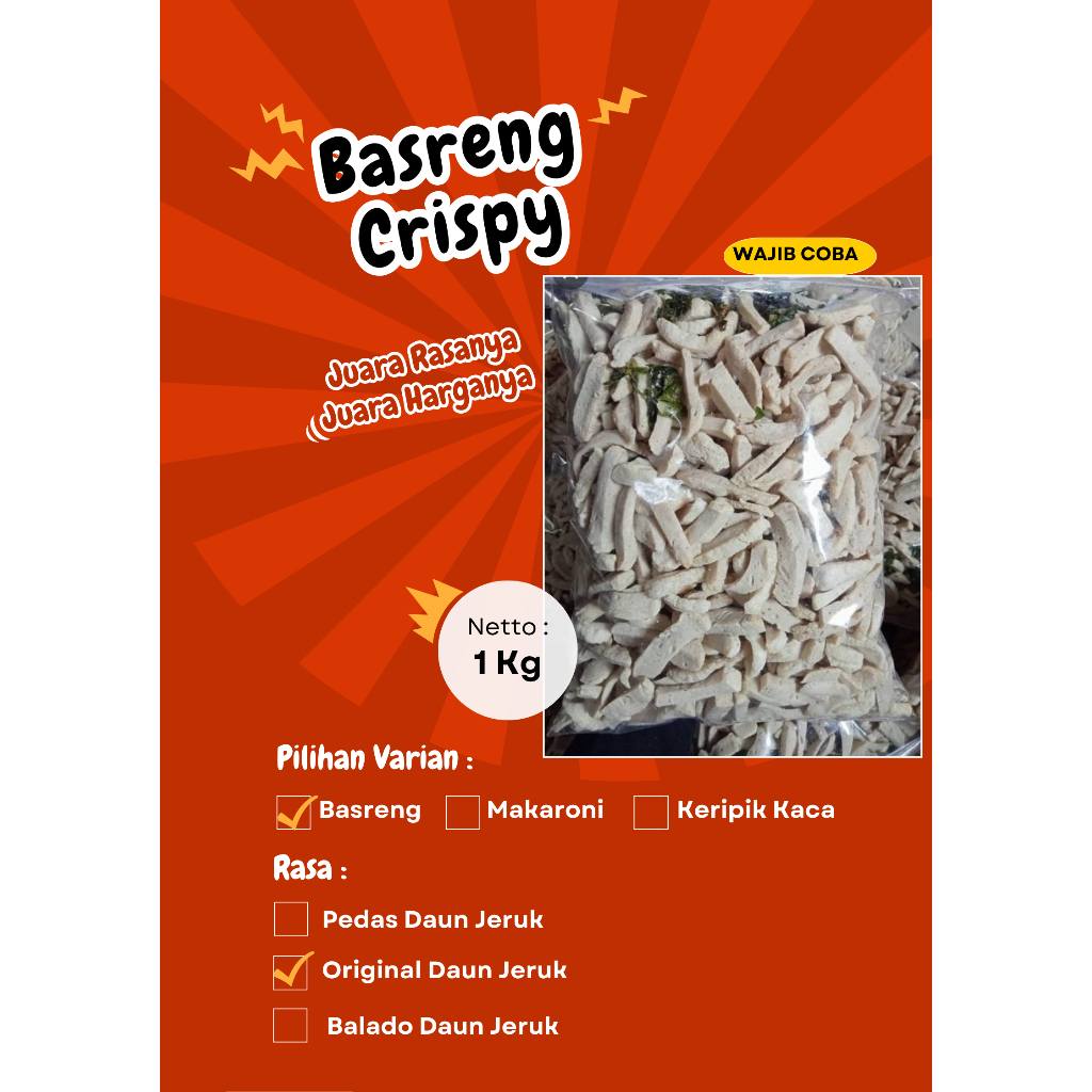 

BASRENG CRISPY DAUN JERUK GURIH RENYAH 1Kg