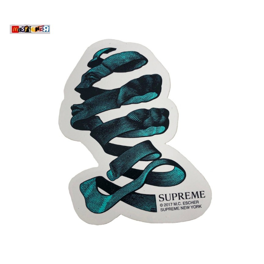 

sticker Supreme x MC Escher graphic art diecut stiker