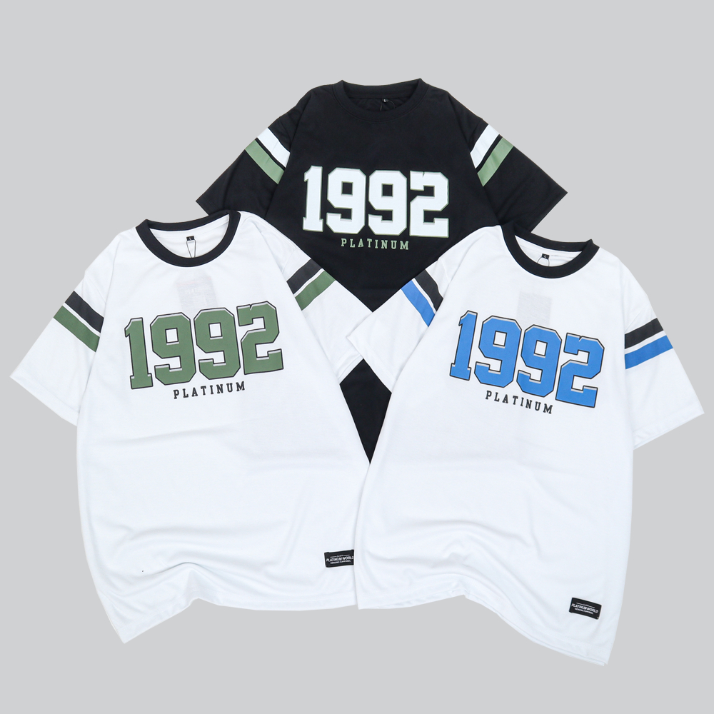 PLATINUM WORLD T-Shirt Baju Kaos List Stripe 1992 Unisex Pria Wanita Catton 24s Premium Quality