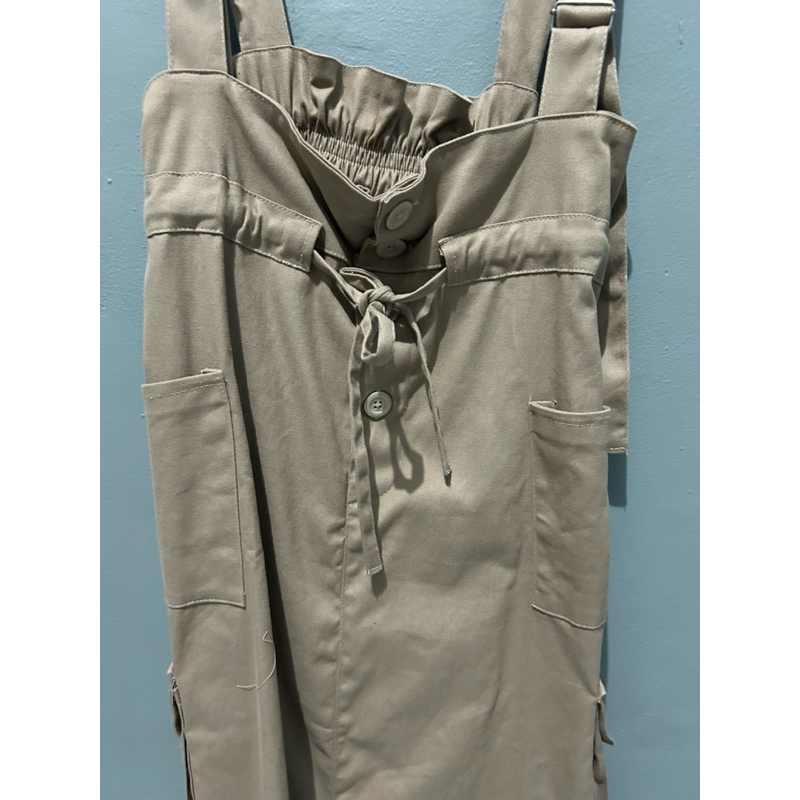 Overall katun jumpsuit wanita rok cargo