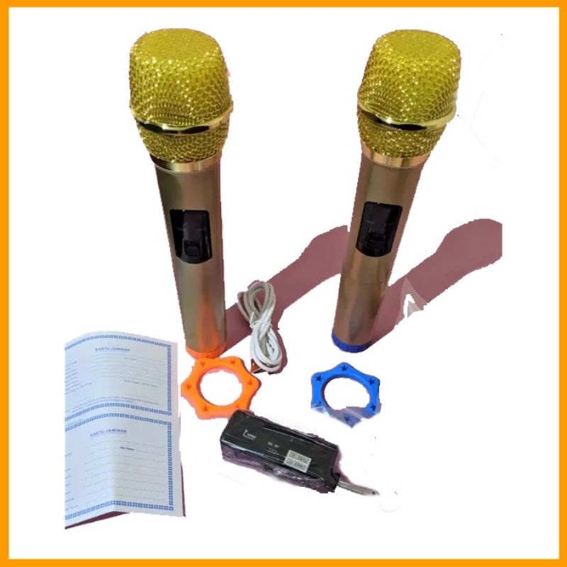 Microphone Wirelles FLECO M-12 FLECO M12 Mix karaoke Double Tanpa Kabel Free Baterai