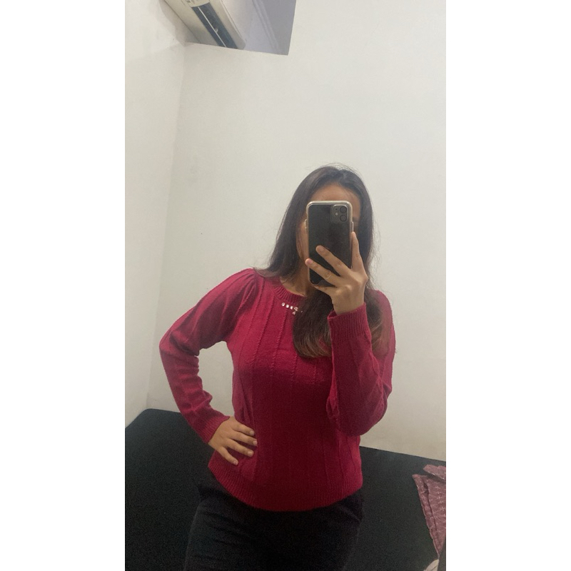 (Nett) NEW! Atasan Rajut / Knit Top / Knit Sweater / Sweater Rajut / Rajut Magenta / Magenta Knit / 