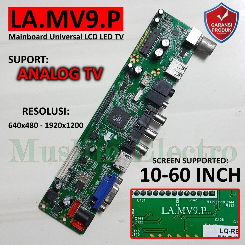 LA.MV9.P V59 Cina Universal Lcd Led Tv ANALOG Mainboard China ALL RESOLUSI