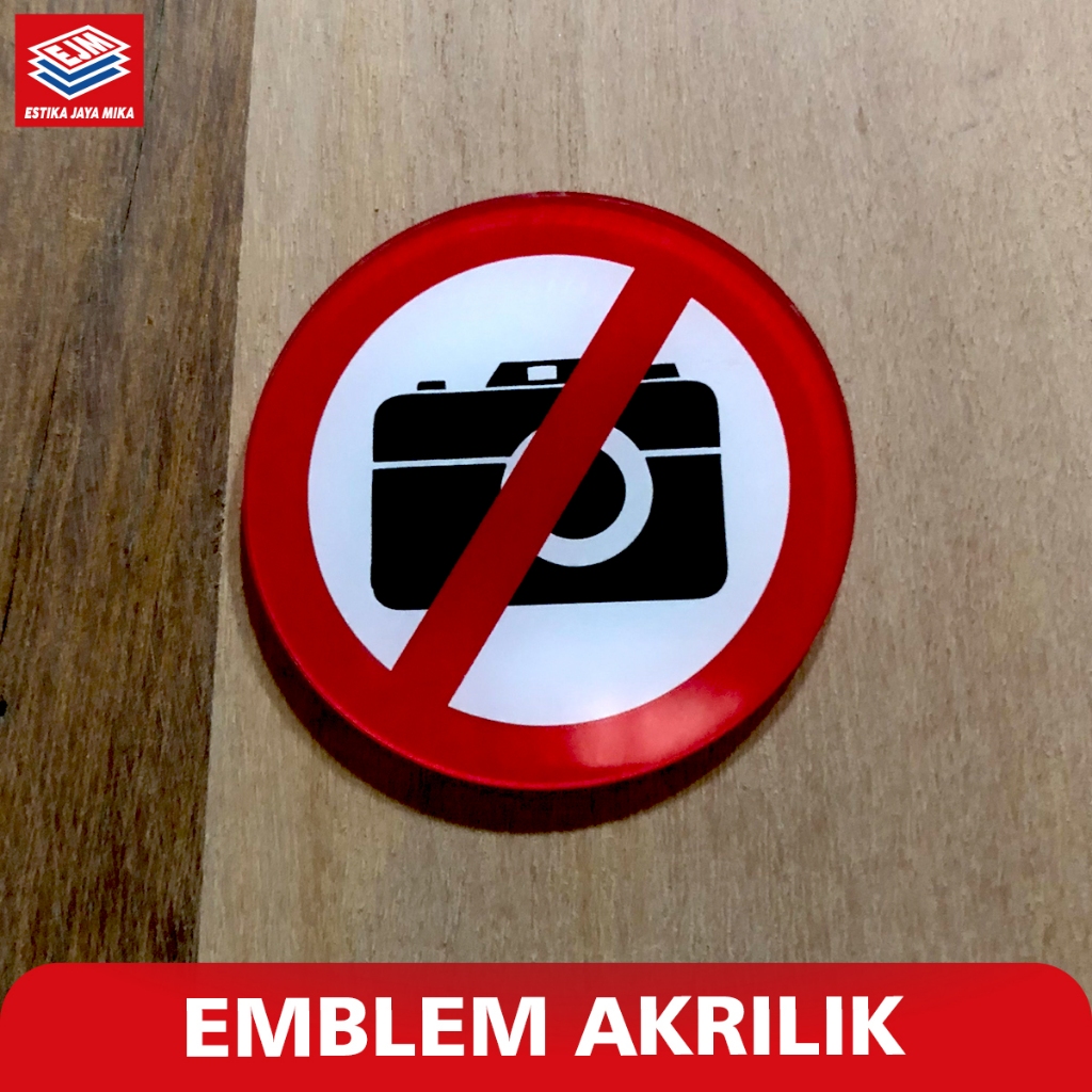 

Tempelan Akrilik Emblem No Camera Dilarang Mengambil Foto / Vidio | Sticker Akrilik Sign Dilarang Memfoto
