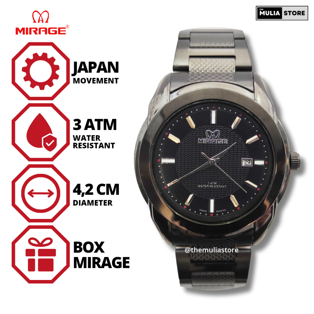 MIRAGE Jam Tangan Pria Mirage Original 7407 BRP M Tanggal Analog