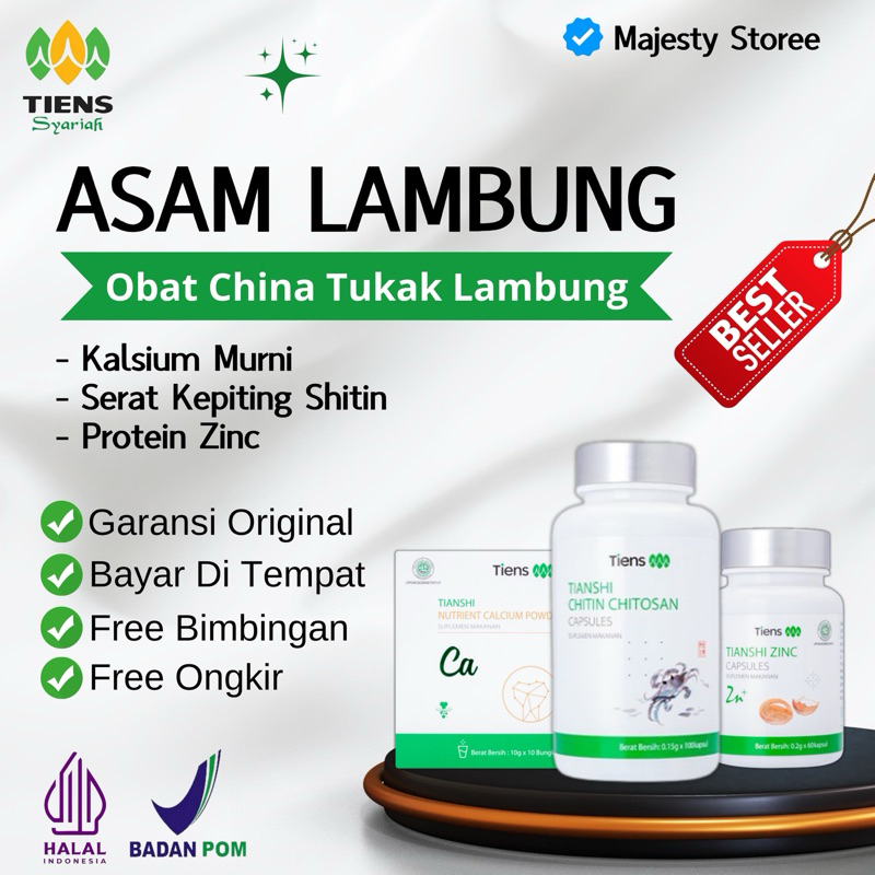 SUPLEMEN ASAM LAMBUNG KRONIS Tiens Obat China Asam Lambung Kalsium Murni Chitin Chitosan Viral Ampuh