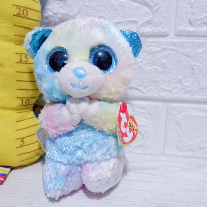 Boneka ty praying bear rainbow hope ori