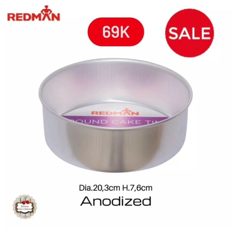 LOYANG CETAKAN KUE 20,3CM BULAT TANPA SAMBUNGAN MERK REDMAN SPONGE CAKE BOLU JADUL CHIFFON CAKE