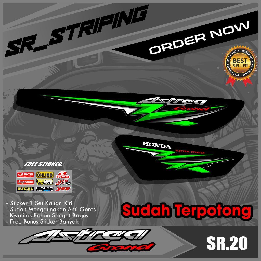 sticker striping Variasi body honda astrea grand bulus SR.20