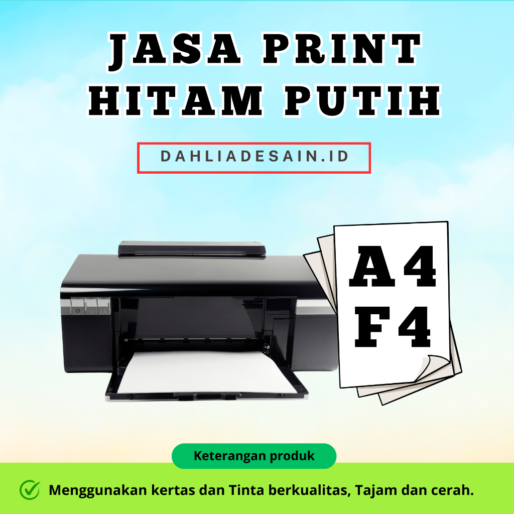 

Cetak print online kertas F4 / A4 75gr Hitam Putih