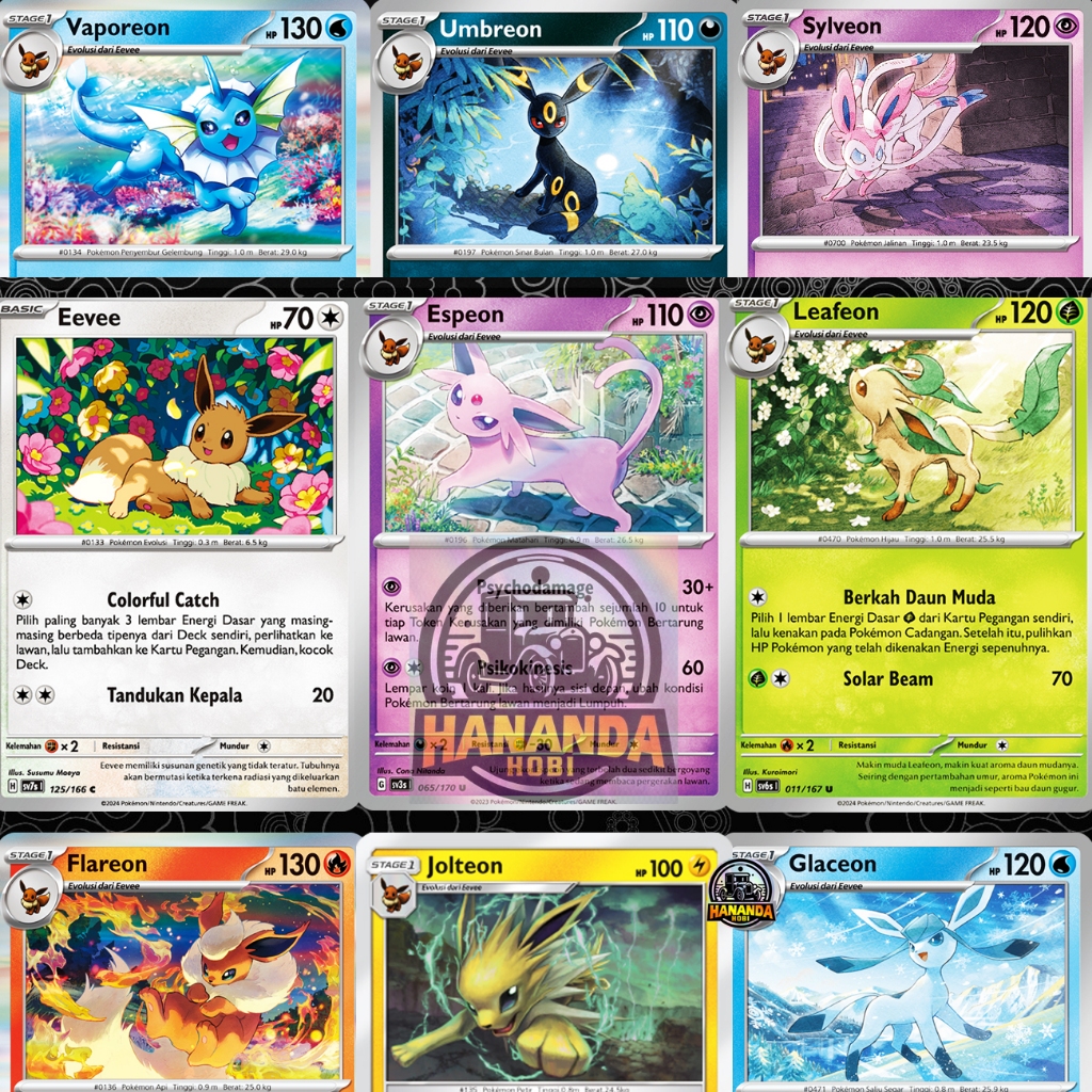 Kartu Pokemon EEVEE Evolution Pokemon Card TCG INDONESIA 1 Pcs Sesuai Pilihan ( Jolteon | Flareon | 