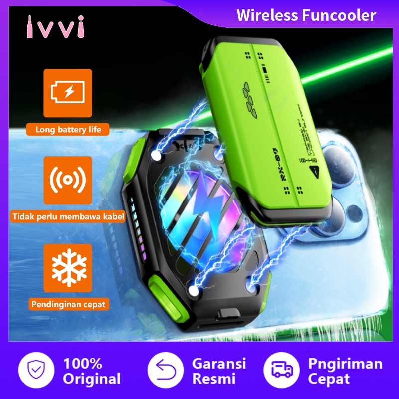 IVVI Funcooler Wireless Fan Cooler Magnetic LED Rechargeable 1800mAh Battery Pendingin hp RGB