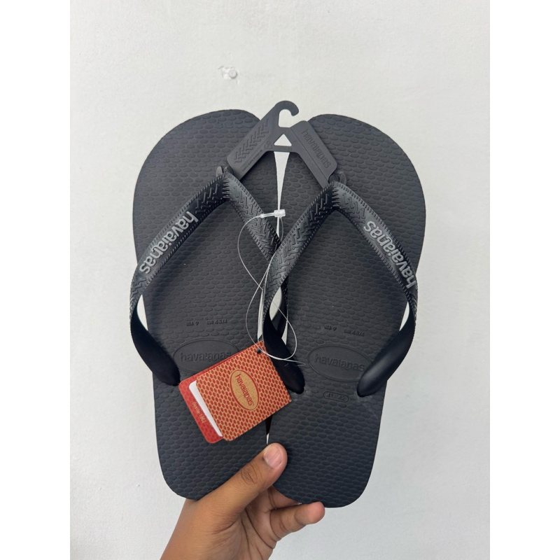 havaianas top rubber black - sandal pria