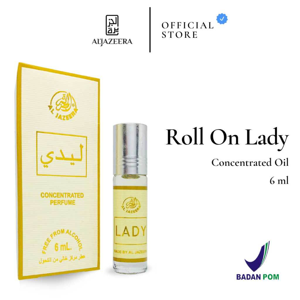 Lady Parfum Roll On Arab 6 ml Non Alkohol | Minyak Wangi Concentrated Oil | Original Segel Pabrik | 