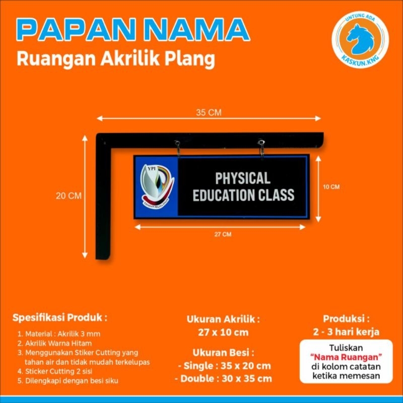 

Papan Nama Ruangan Akrilik Plang / Papan Nama Kelas