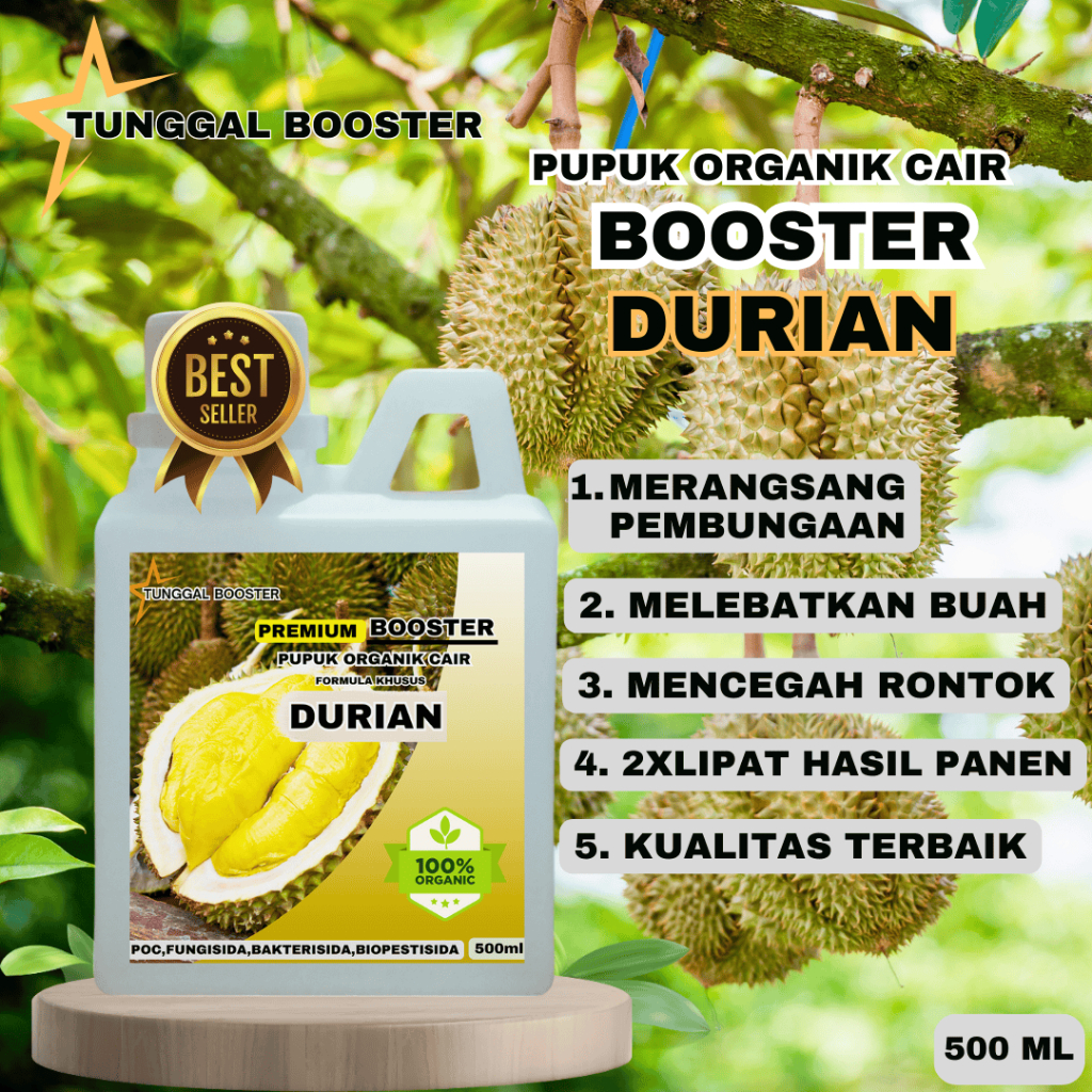 Pupuk Organik Cair Tanaman Durian, Booster Pelebat dan Perangsang Buah Durian Premium 500ml