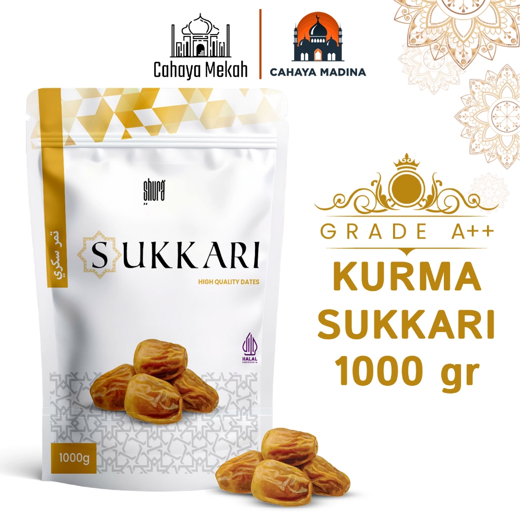

Shura Kurma Sukkari Premium Pouch 1000 gr Sukkari Dates Kurma Manis Legit High Quality