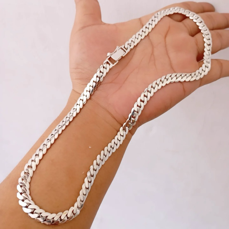 Kalung rantai pipih perak pria 925 55gr