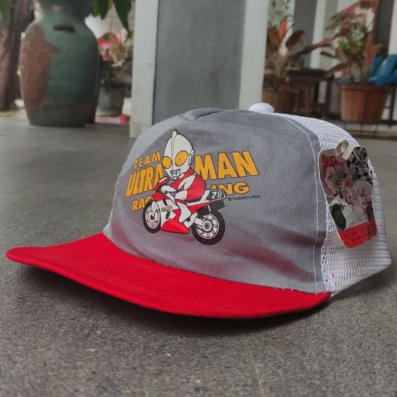 topi trucker vintage 90s sega team ultraman racing japan anime bnwt nos baru