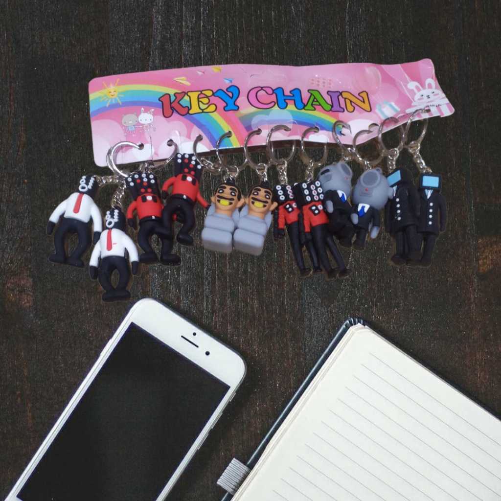 Mainan Gantungan kunci Tas skibidi toilet karet isi 12pcs Karakter Skibidi