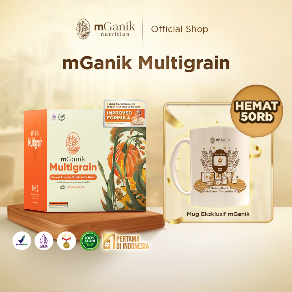 

mGanik Multigrain Labu Kuning 500gr FREE Mug Cantik - Suplemen Diabetes