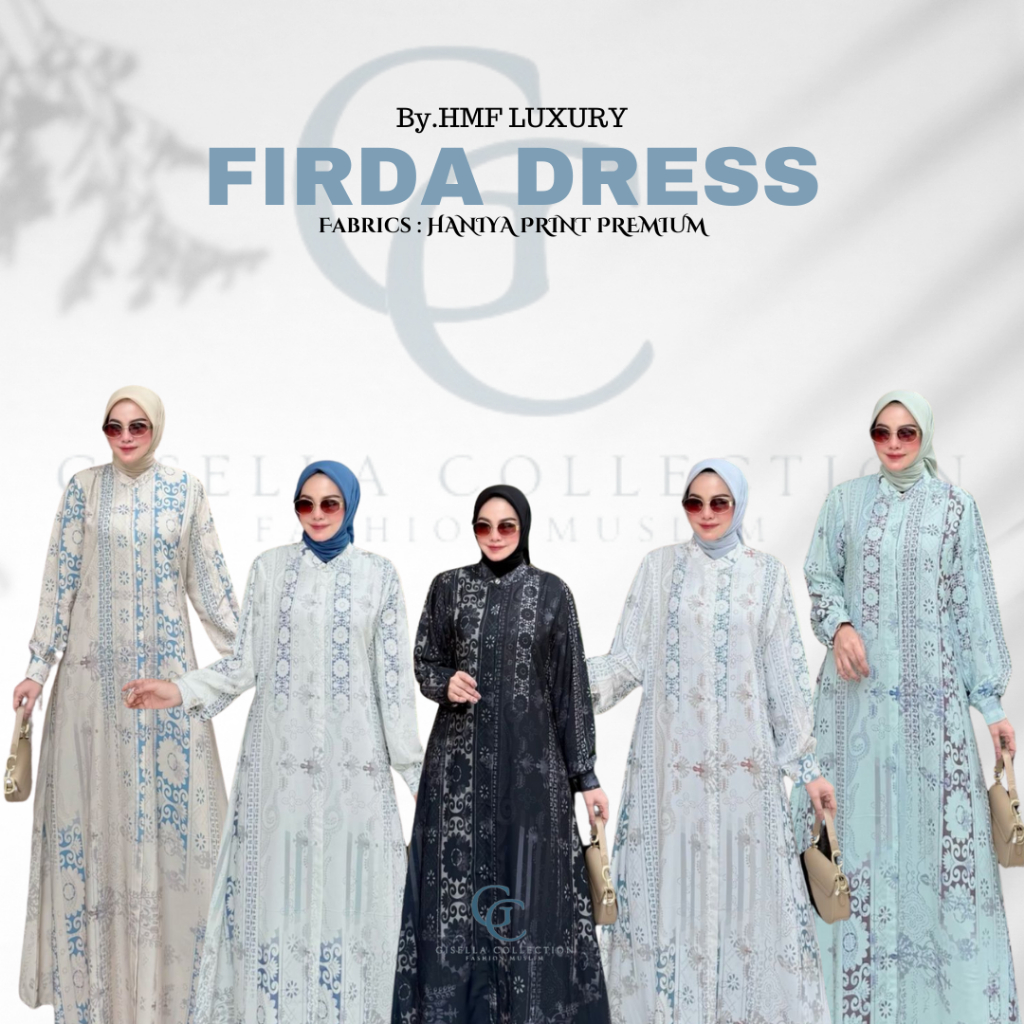 HMF Luxury- Baju Gamis Wanita Firda Dress by HMF Luxury - Haniya print premium - Gamis Muslim Dress