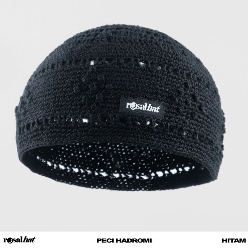 Peci Rajut Hadromi Tebal Dewasa ROSAL / Kopiah Haji Rajut Yaman Peci Rajut Yaman Hitam Putih / Peci 
