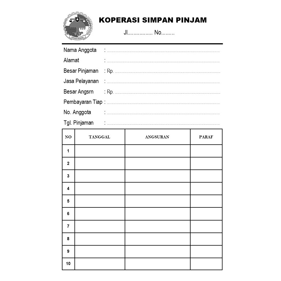 

{ 50PCS } PAKET MURAH!! KARTU ANGSURAN KOPERASI TABEL 10.8 X 16,5 CM PAKET MURAH!!