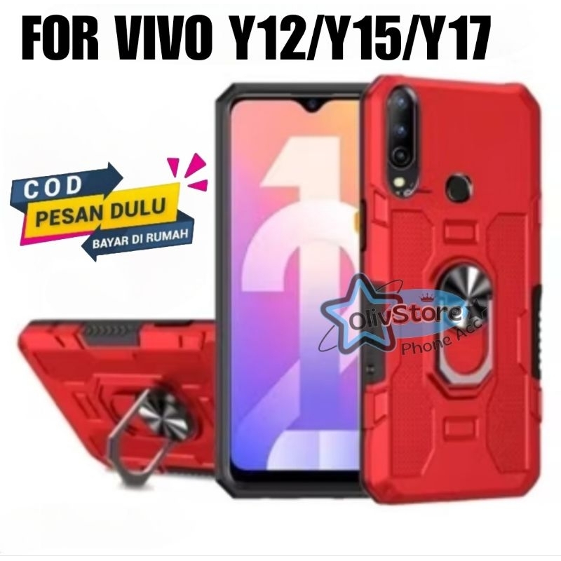 Case Vivo Y12/Y15/Y17 Hardcase Robot Armor Hit Ring Case Casing Standing Robot Premium