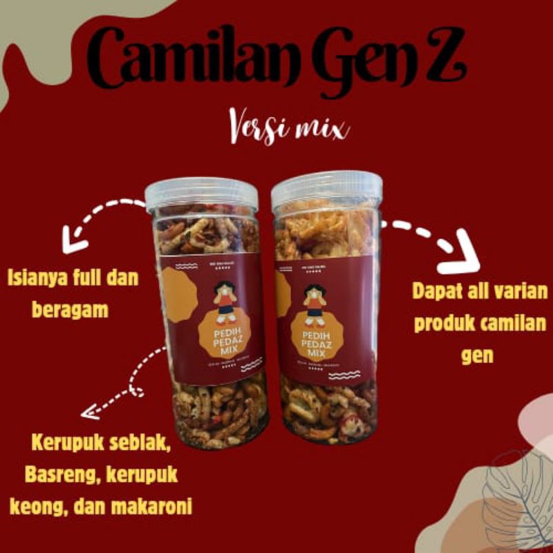 

camilan gen Z mix (basreng makaroni dan kerupuk seblak)