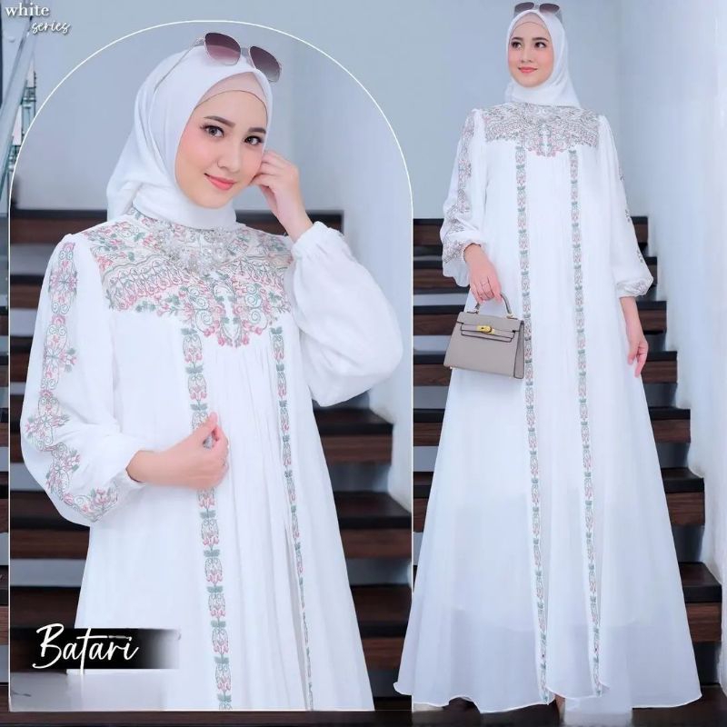 Batari Dress Gamis ceruti babydoll premium gamis ceruti Bordir Gaun polos premium mewah Dress  Pesta