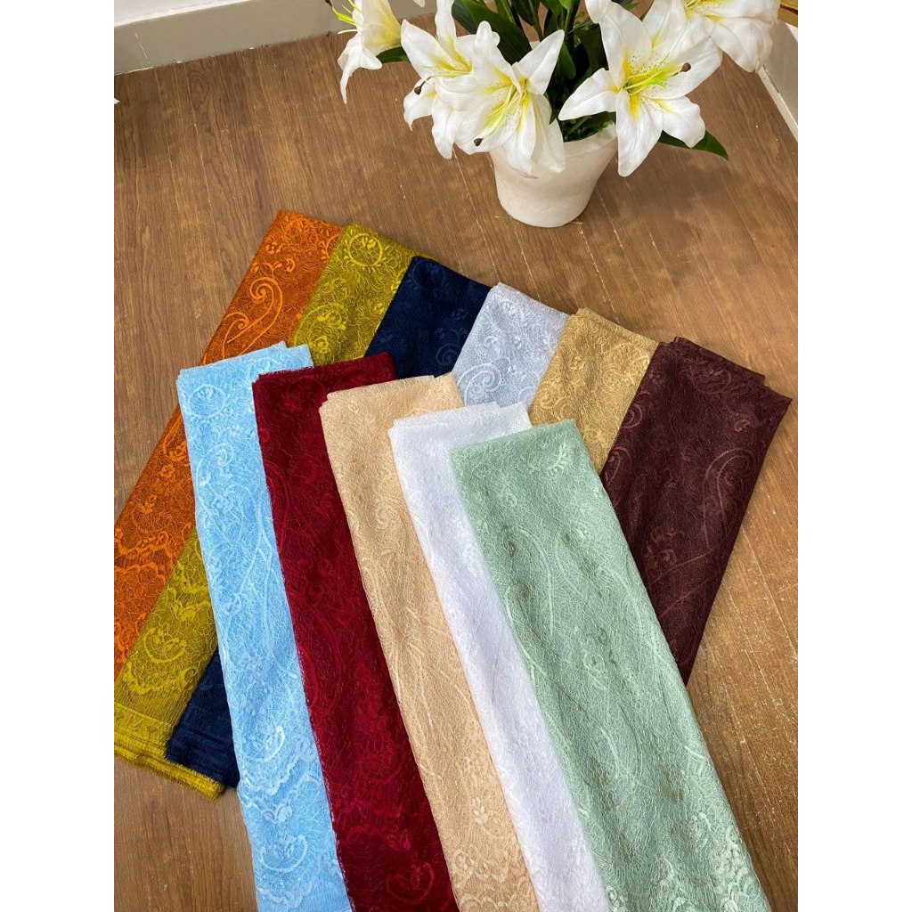 Kain Semi Prancis Chantili Kain Brokat Chantilly Premium 2 Baju Bahan Super Lembut dan Halus Kebaya 