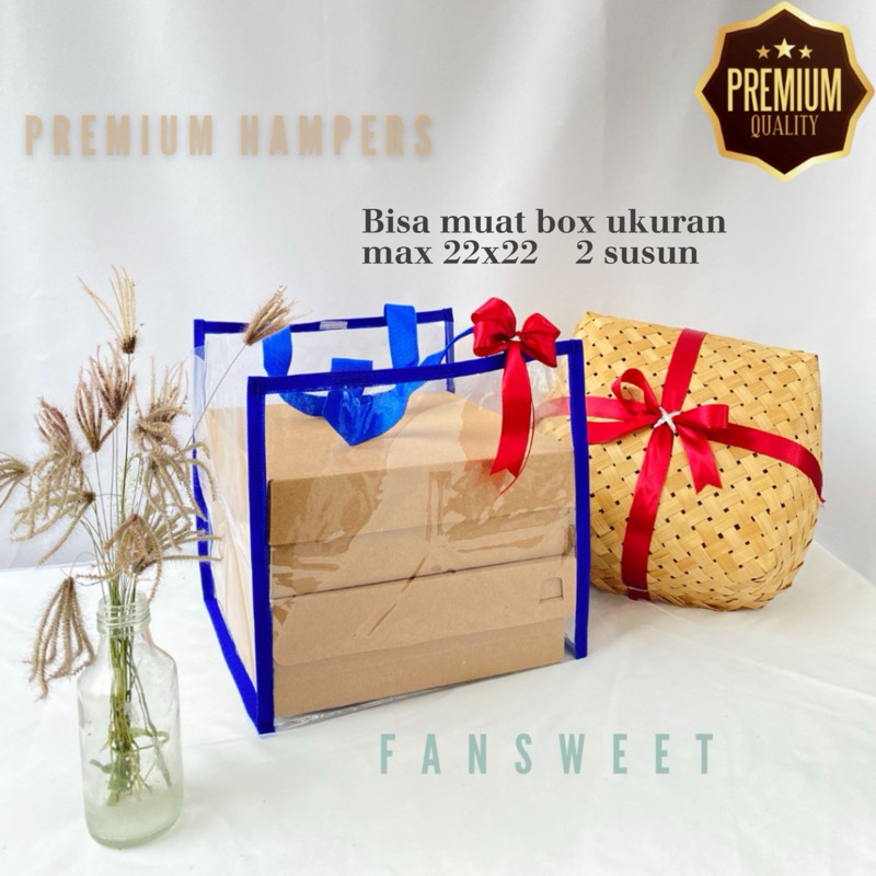 

Tas Mika Transparan uk. 23x23x23 Souvenir Hampers Hajatan Tote Bag Nasi Box Kotak Ukuran Jumbo