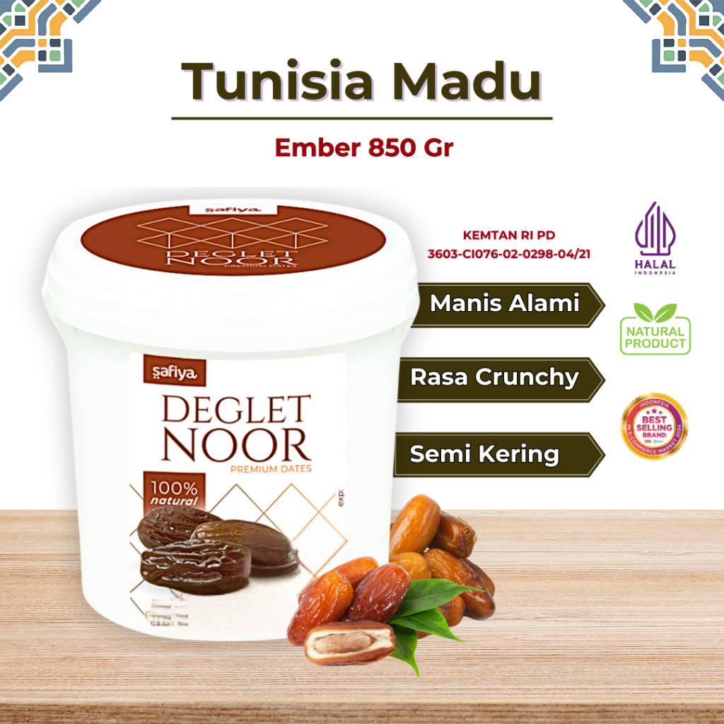 

Kurma Tunisia Madu Ember 850gr Safiya Super Premium Kurma