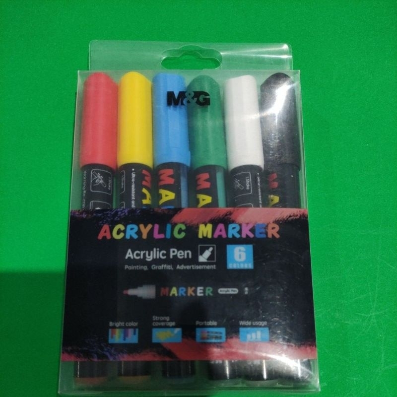 

Acrylic Marker Painting set Bright Colours set 6 M&G