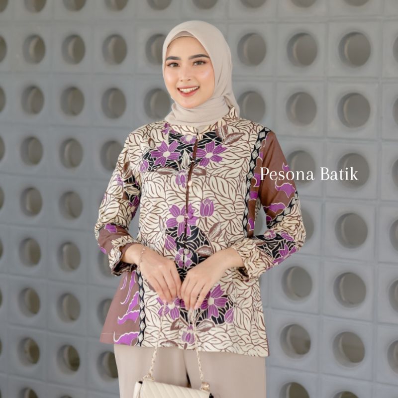 BATIK WANITA WARNA KOMBINASI ATASAN BLOUSE BLOUSE BATIK TUNIC BATIK WANITA MODERN BATIK TUNIK WANITA