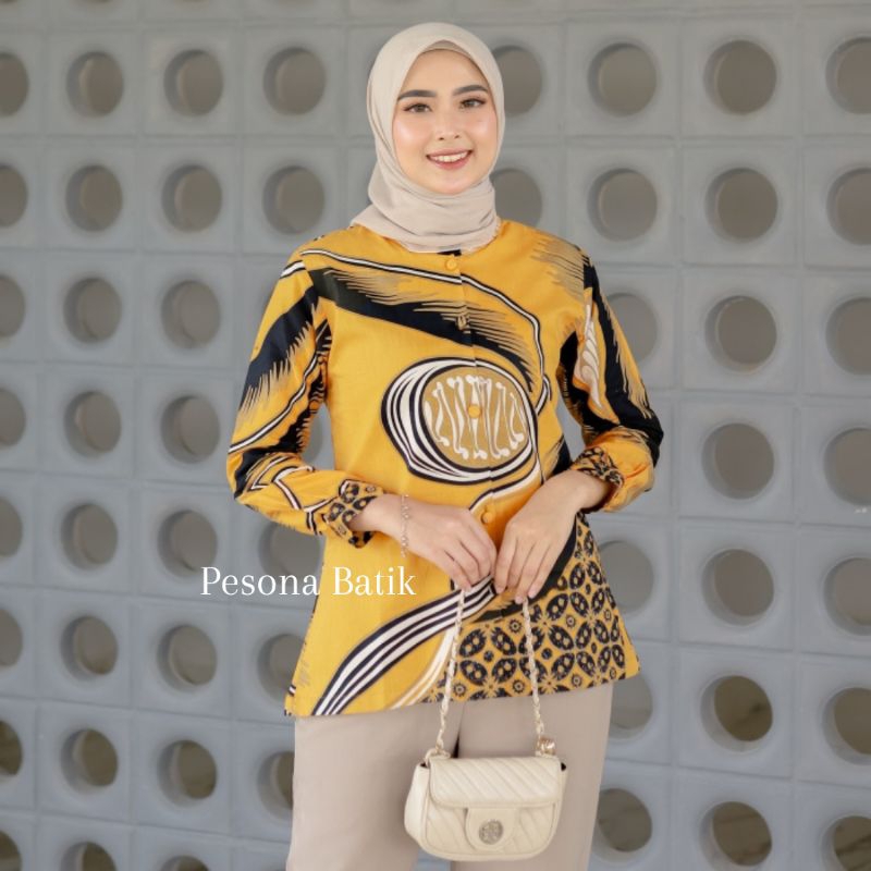 BATIK WANITA WARNA KOMBINASI ATASAN BLOUSE BLOUSE BATIK TUNIC BATIK WANITA MODERN BATIK TUNIK WANITA