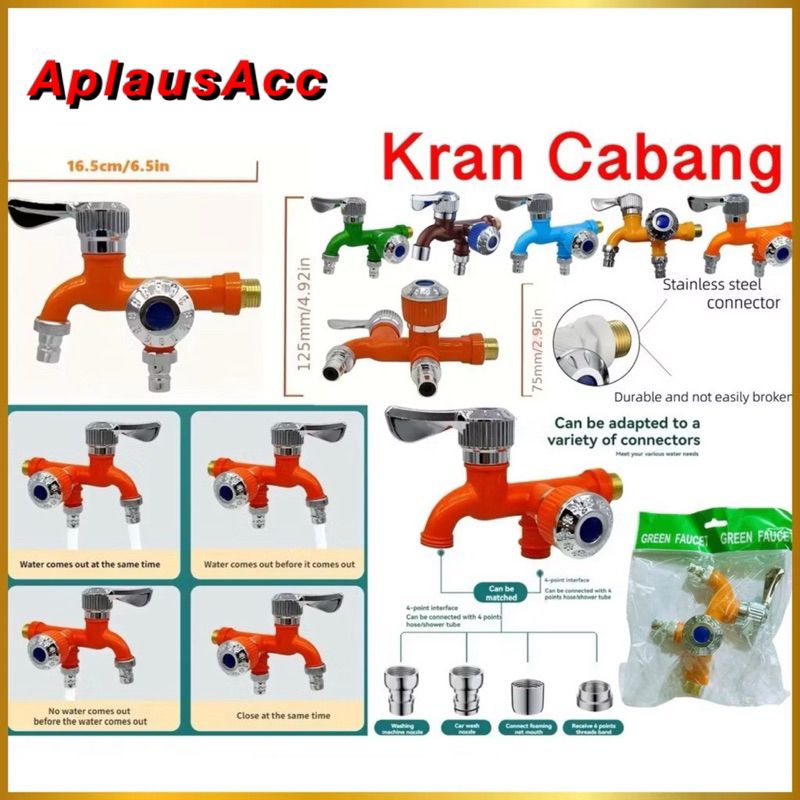 Kran Cabang 2 Shower Konektor Kran Air ABS 1/2 Kamar Mandi Toilet Serbaguna