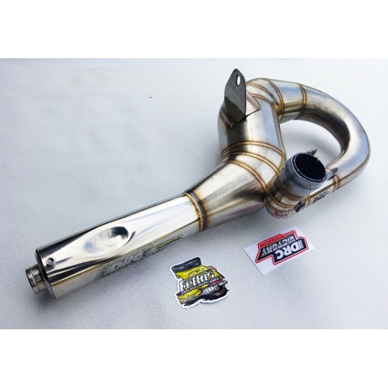 knalpot vespa buang kanan pendek full stainless DRC Victory