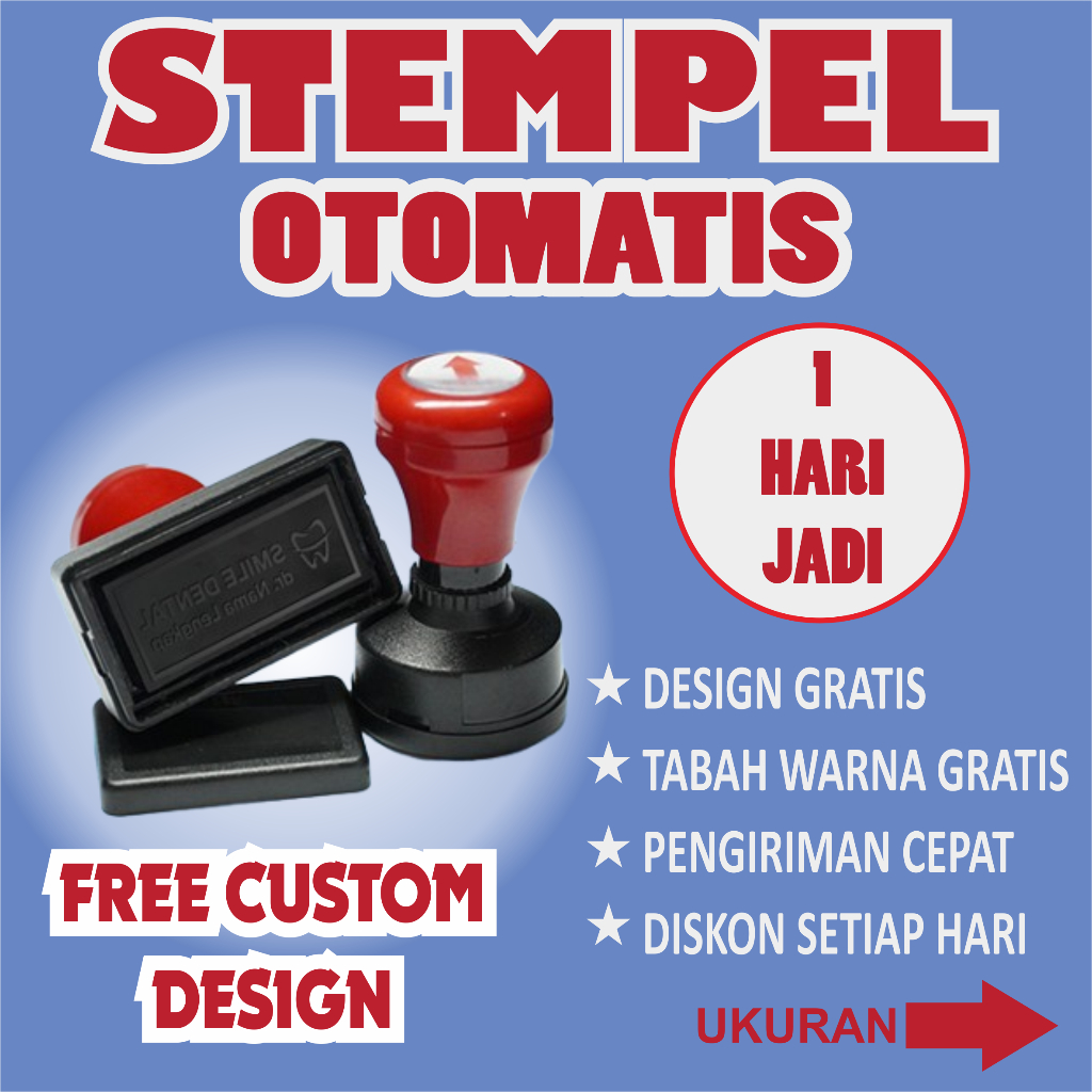 

Stempel, Stempel Otomatis Desn Custom, Free tambah warna