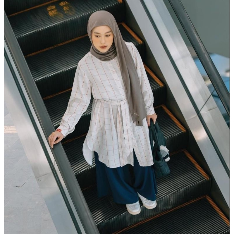 L tunic plaid rayon dauky tunik dauky