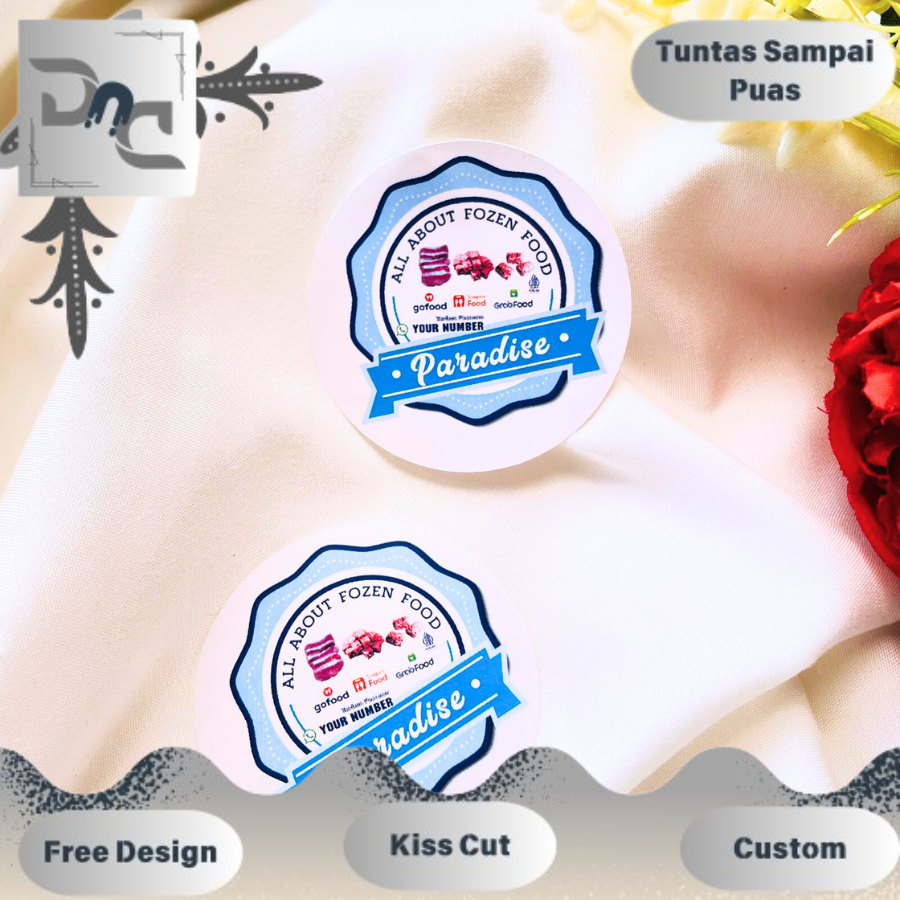 

5-8 DND Sticker Vinyl Frozen Food Bulat Label Kemasan Makanan Simpan Beku Basah Diameter Sedang