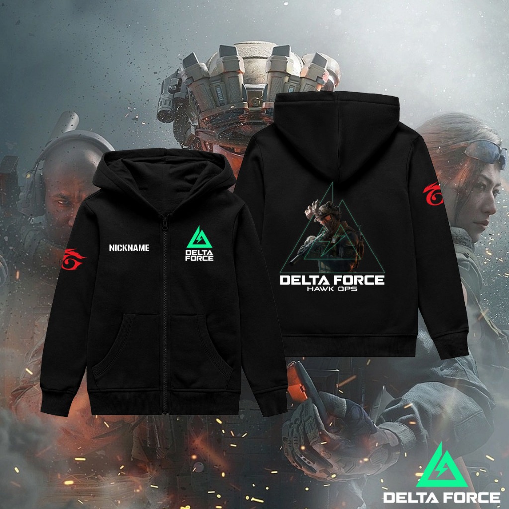 JAKET HOODIE ZIPPER ANAK GARENA DELTA FORCE - GRATIS CETAK NICKNAME