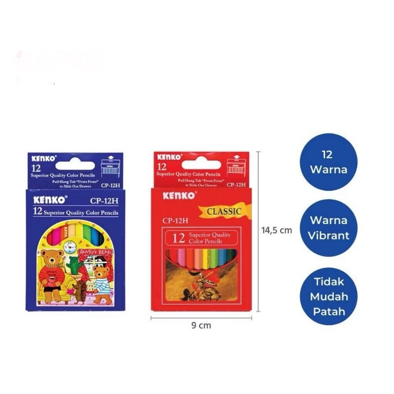 

PENSIL WARNA 12 WARNA PENDEK CP12H KENKO PENDEK