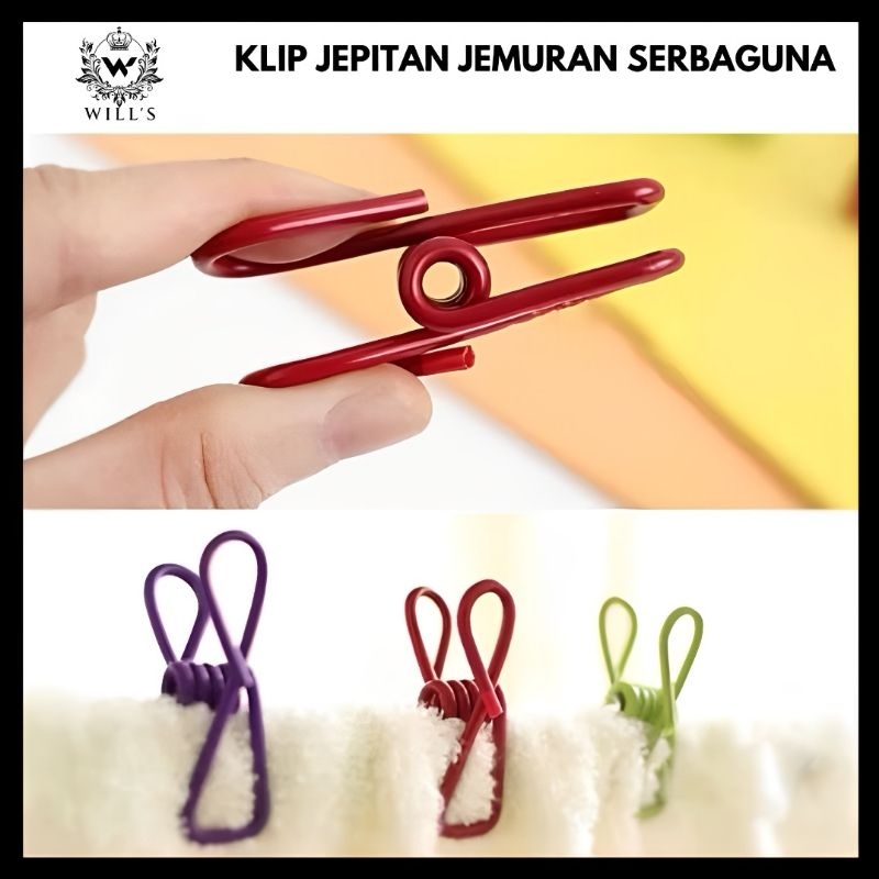 TERBARU Klip Jepit Serbaguna /Klip Jepit Jemuran /Klip Jepit Besi Warna Warni / Jepitan Baju Stainle