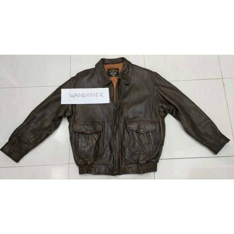 Leather jaket kulit asli model bomber pilot vintage kulit tebal coklat